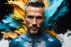 Abstract Male Art Ai Photos of Beautiful Men Enveloped by Vibrant Colors