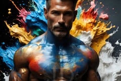Abstract Male Art Ai Photos of Beautiful Men Enveloped by Vibrant Colors
