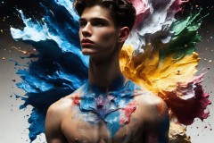 Abstract Male Art Ai Photos of Beautiful Men Enveloped by Vibrant Colors