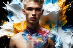 Abstract Male Art Ai Photos of Beautiful Men Enveloped by Vibrant Colors