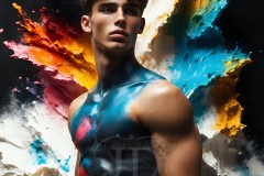 Abstract Male Art Ai Photos of Beautiful Men Enveloped by Vibrant Colors