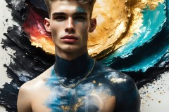 Abstract Male Art Ai Photos of Beautiful Men Enveloped by Vibrant Colors