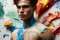 Abstract Male Art Ai Photos of Beautiful Men Enveloped by Vibrant Colors