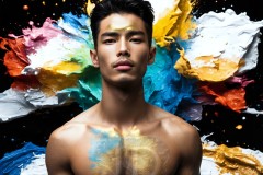 Abstract Male Art Ai Photos of Beautiful Men Enveloped by Vibrant Colors