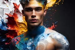 Abstract Male Art Ai Photos of Beautiful Men Enveloped by Vibrant Colors