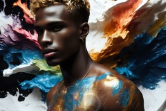 Abstract Male Art Ai Photos of Beautiful Men Enveloped by Vibrant Colors