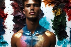 Abstract Male Art Ai Photos of Beautiful Men Enveloped by Vibrant Colors