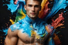 Abstract Male Art Ai Photos of Beautiful Men Enveloped by Vibrant Colors
