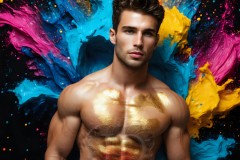 Abstract Male Art Ai Photos of Beautiful Men Enveloped by Vibrant Colors