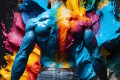 Abstract Male Art Ai Photos of Beautiful Men Enveloped by Vibrant Colors