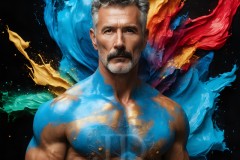 Abstract Male Art Ai Photos of Beautiful Men Enveloped by Vibrant Colors