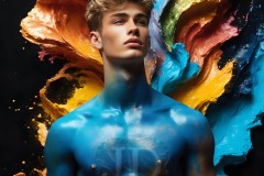 Abstract Male Art Ai Photos of Beautiful Men Enveloped by Vibrant Colors