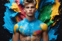 Abstract Male Art Ai Photos of Beautiful Men Enveloped by Vibrant Colors