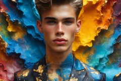 Abstract Male Art Ai Photos of Beautiful Men Enveloped by Vibrant Colors
