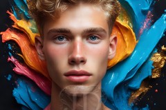 Abstract Male Art Ai Photos of Beautiful Men Enveloped by Vibrant Colors