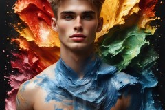 Abstract Male Art Ai Photos of Beautiful Men Enveloped by Vibrant Colors