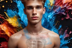 Abstract Male Art Ai Photos of Beautiful Men Enveloped by Vibrant Colors