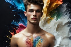 Abstract Male Art Ai Photos of Beautiful Men Enveloped by Vibrant Colors