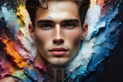 Abstract Male Art Ai Photos of Beautiful Men Enveloped by Vibrant Colors