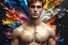 Abstract Male Art Ai Photos of Beautiful Men Enveloped by Vibrant Colors
