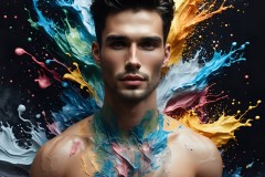 Abstract Male Art Ai Photos of Beautiful Men Enveloped by Vibrant Colors