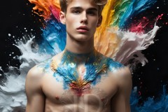 Abstract Male Art Ai Photos of Beautiful Men Enveloped by Vibrant Colors