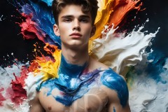 Abstract Male Art Ai Photos of Beautiful Men Enveloped by Vibrant Colors