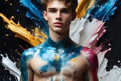 Abstract Male Art Ai Photos of Beautiful Men Enveloped by Vibrant Colors