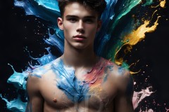 Abstract Male Art Ai Photos of Beautiful Men Enveloped by Vibrant Colors