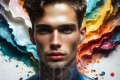 Abstract Male Art Ai Photos of Beautiful Men Enveloped by Vibrant Colors
