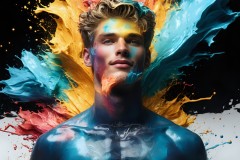 Abstract Male Art Ai Photos of Beautiful Men Enveloped by Vibrant Colors