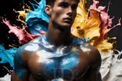 Abstract Male Art Ai Photos of Beautiful Men Enveloped by Vibrant Colors