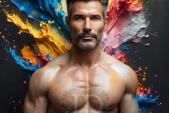 Abstract Male Art Ai Photos of Beautiful Men Enveloped by Vibrant Colors