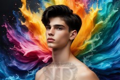 Abstract Male Art Ai Photos of Beautiful Men Enveloped by Vibrant Colors