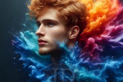 Abstract Male Art Ai Photos of Beautiful Men Enveloped by Vibrant Colors