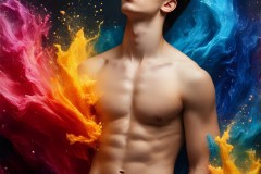 Abstract Male Art Ai Photos of Beautiful Men Enveloped by Vibrant Colors