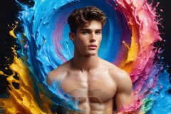 Abstract Male Art Ai Photos of Beautiful Men Enveloped by Vibrant Colors