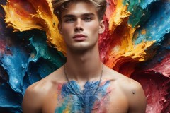 Abstract Male Art Ai Photos of Beautiful Men Enveloped by Vibrant Colors