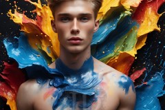 Abstract Male Art Ai Photos of Beautiful Men Enveloped by Vibrant Colors