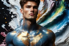 Abstract Male Art Ai Photos of Beautiful Men Enveloped by Vibrant Colors