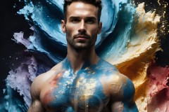 Abstract Male Art Ai Photos of Beautiful Men Enveloped by Vibrant Colors