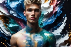 Abstract Male Art Ai Photos of Beautiful Men Enveloped by Vibrant Colors