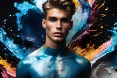 Abstract Male Art Ai Photos of Beautiful Men Enveloped by Vibrant Colors