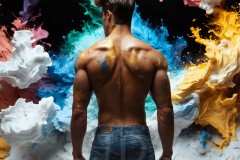 Abstract Male Art Ai Photos of Beautiful Men Enveloped by Vibrant Colors