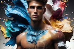 Abstract Male Art Ai Photos of Beautiful Men Enveloped by Vibrant Colors