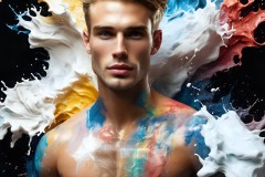Abstract Male Art Ai Photos of Beautiful Men Enveloped by Vibrant Colors