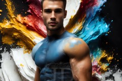 Abstract Male Art Ai Photos of Beautiful Men Enveloped by Vibrant Colors