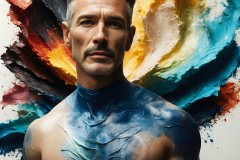 Abstract Male Art Ai Photos of Beautiful Men Enveloped by Vibrant Colors