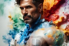 Abstract Male Art Ai Photos of Beautiful Men Enveloped by Vibrant Colors