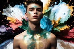 Abstract Male Art Ai Photos of Beautiful Men Enveloped by Vibrant Colors